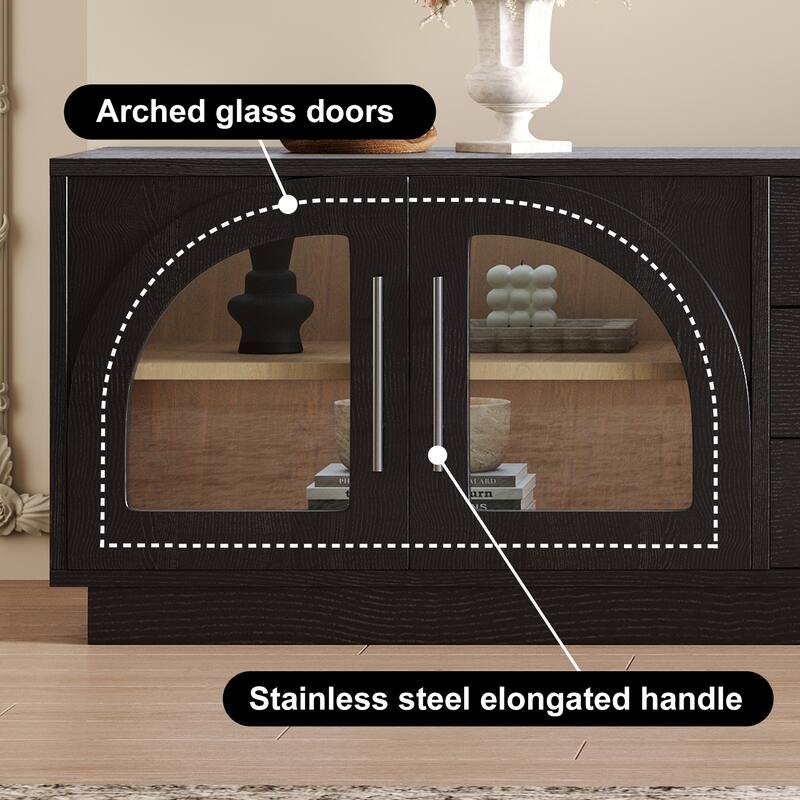 JASIWAY Black Wood TV Stand Fits TV up to 85 in.