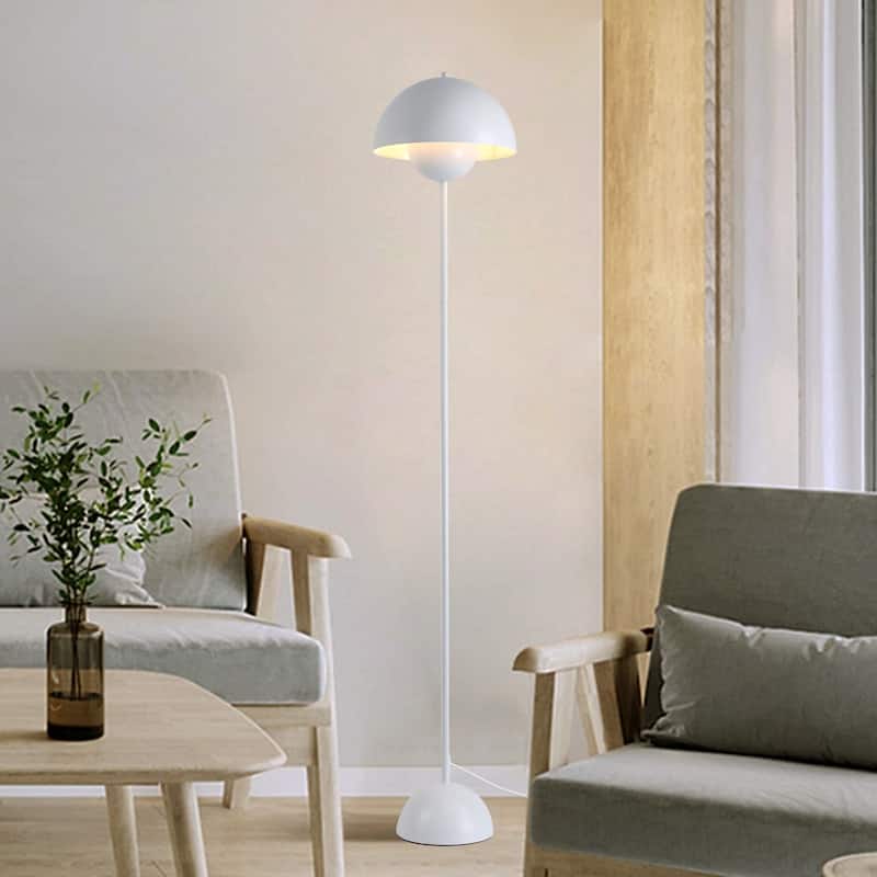 Industrial Metal Shade White/Black/Gold Floor Lamp with Foot Switch Modern Tall Standing Lamp for Living Room