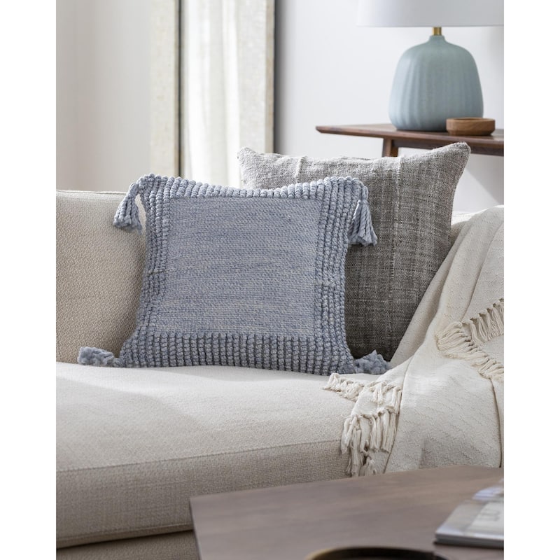 Xzavier Modern & Contemporary Solid Color Accent Pillow - 18"H x 18"W - Cover Only - Light Blue