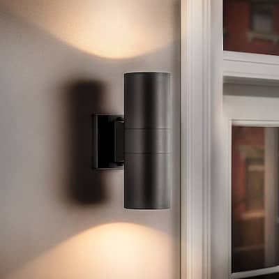 10.2 in. Modern Black Wall Sconce Aluminum Linear Cylinder LED Outdoor Wall Lights - 4.3 in. W x 10.2 in. H x 6.1 in. D