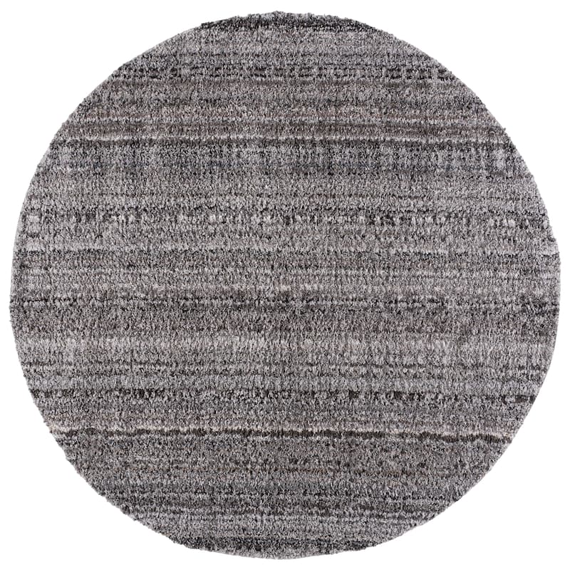 SAFAVIEH Everett Shag Dida 1-inch Thick Rug - 6'7" Round - Grey/Beige