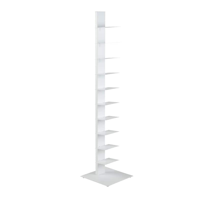 HomeRoots 60" Dark Gray Metal Ten Shelf Modern Tower Bookcase - 13.78" W x 59.85" H x 13.78" D