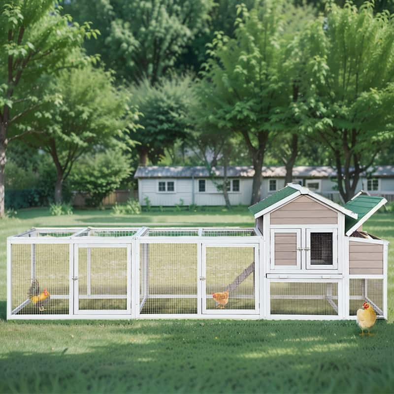 122" Metal Poultry Fencing, Large Wood Chicken Coop w/ Nesting Box