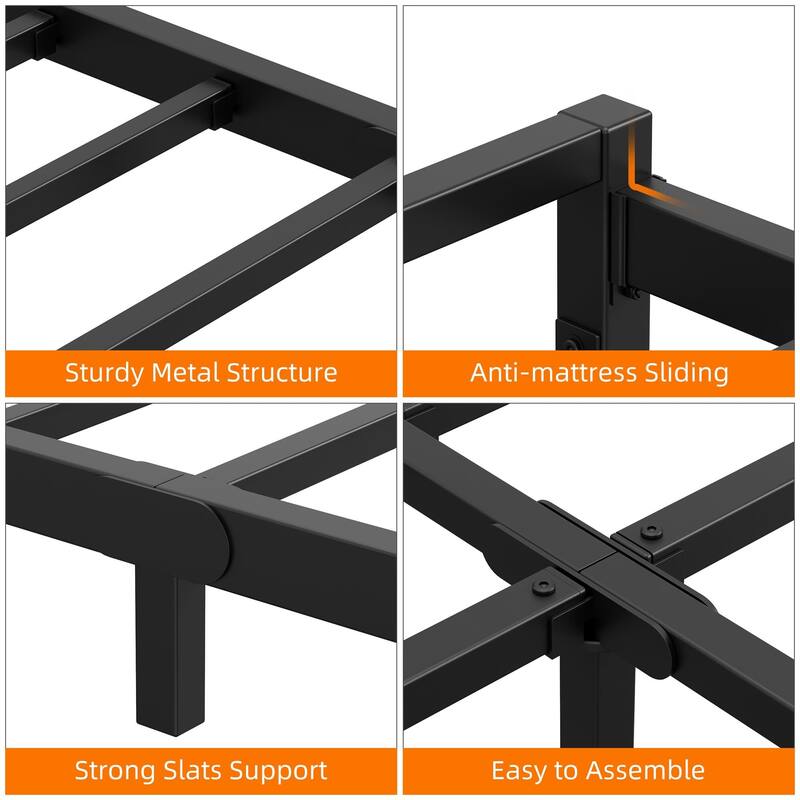 6 Inch Metal Platform Bed Frame with Steel Slat Support