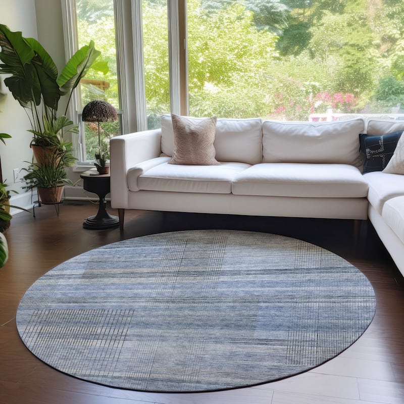 Machine Washable Indoor/ Outdoor Chantille Contemporary Imprints Rug