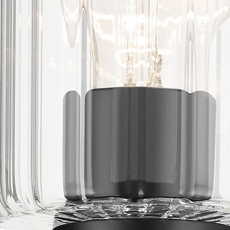 Kichler Lighting Gioe 9.5" 1-Light Wall Sconce with Clear Fluted Glass in Black