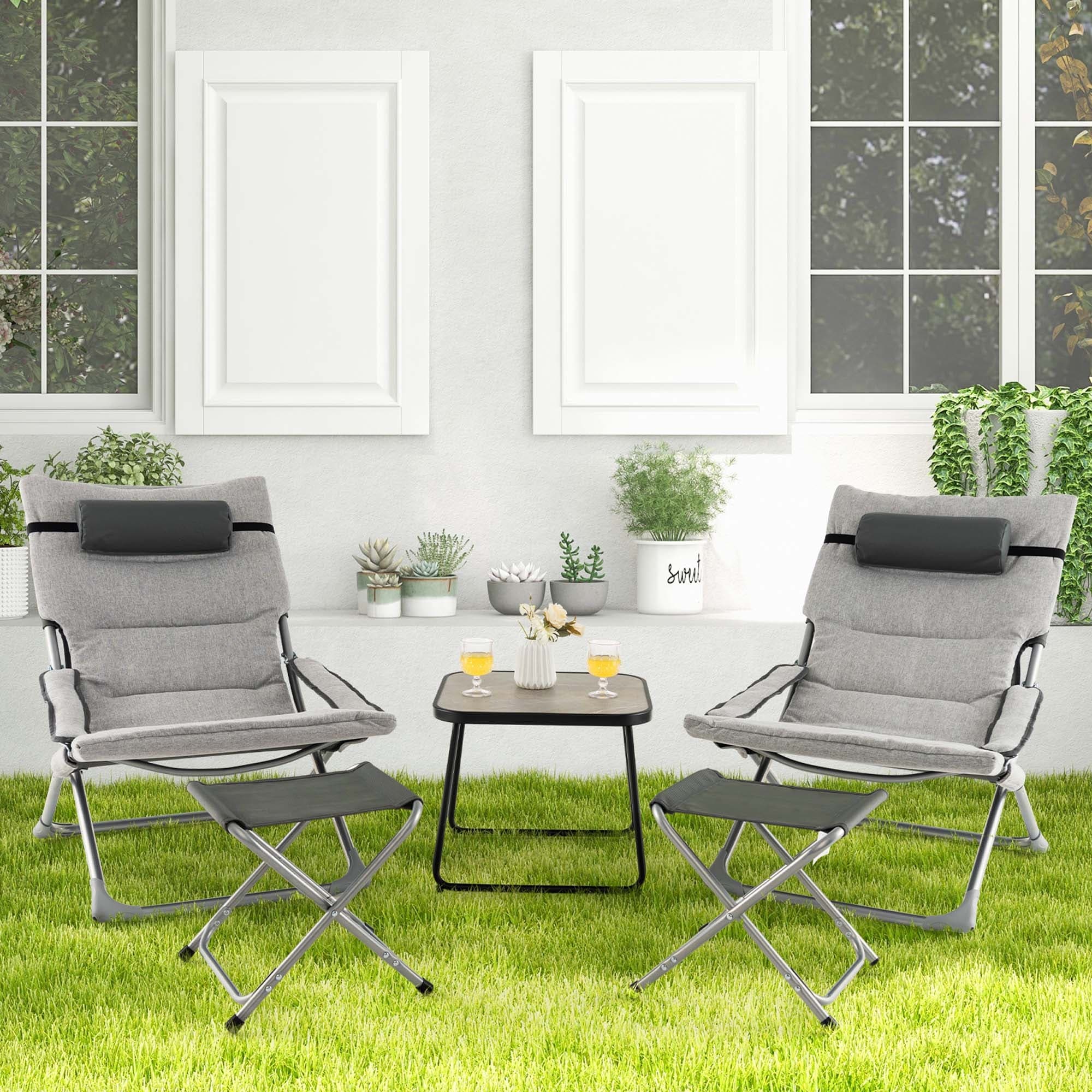 Costway Set of 4 Outdoor Folding Sling Chairs