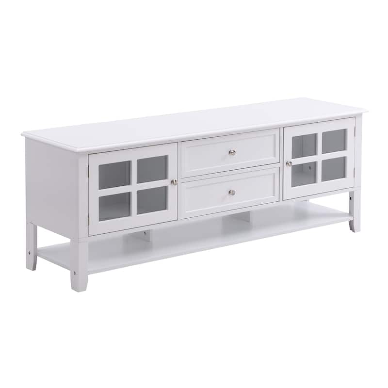 White TV Stand for TVs up to 60'', TV Console Media Cabinet with Storage Shelves, Entertainment Center for Livingroom