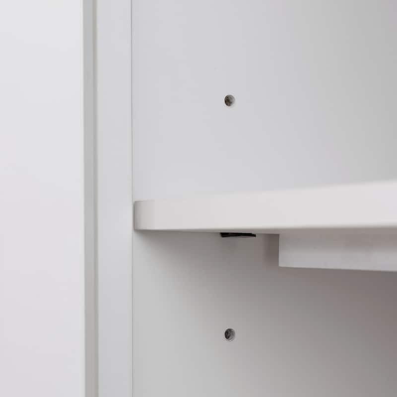 Leick Home Cottage White Corner TV Stand with Bookshelf Storage