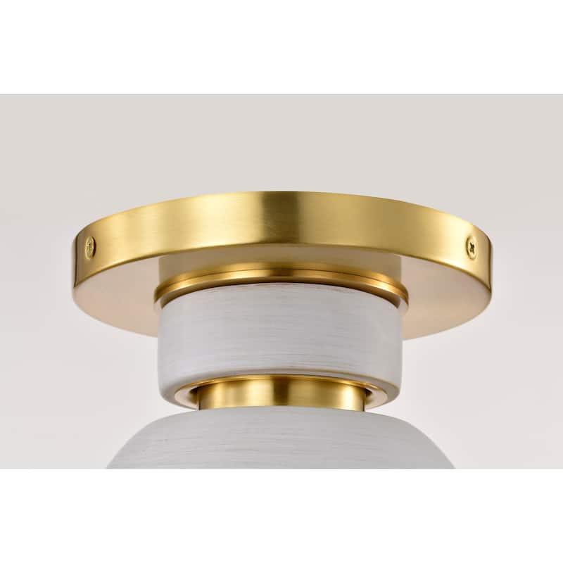Collins - 8 Inch Flush Mount - with white Ceramic - Brushed Brass