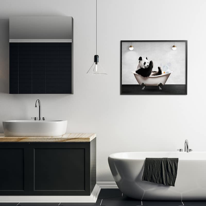 Stupell Panda in Modern Bubble Bath Framed Giclee Art Design By Seven Trees Design
