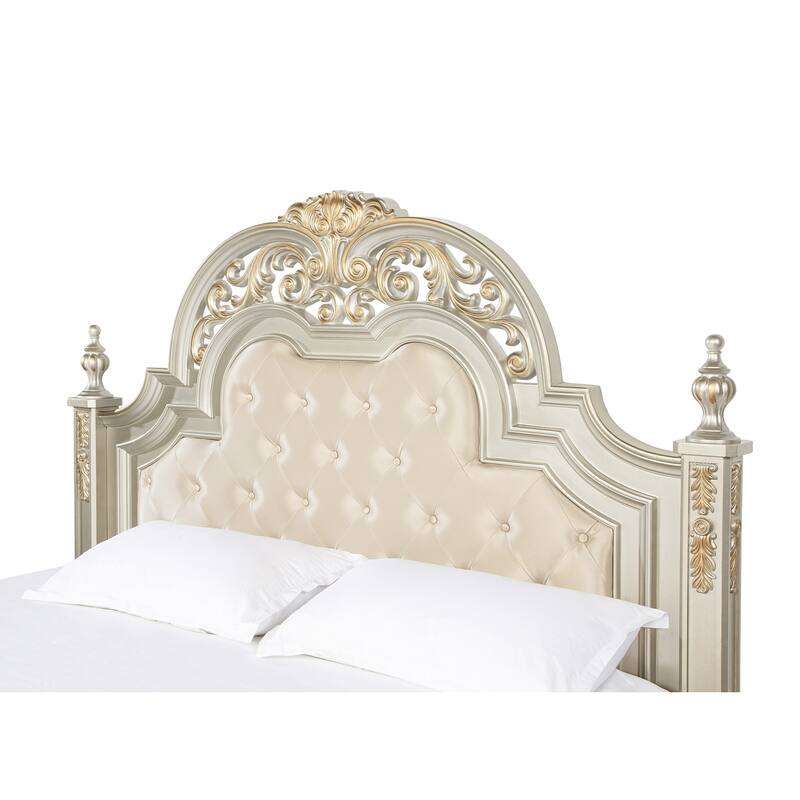 Lyon Cherry Wood Frame Faux Leather Upholstered Panel Bed