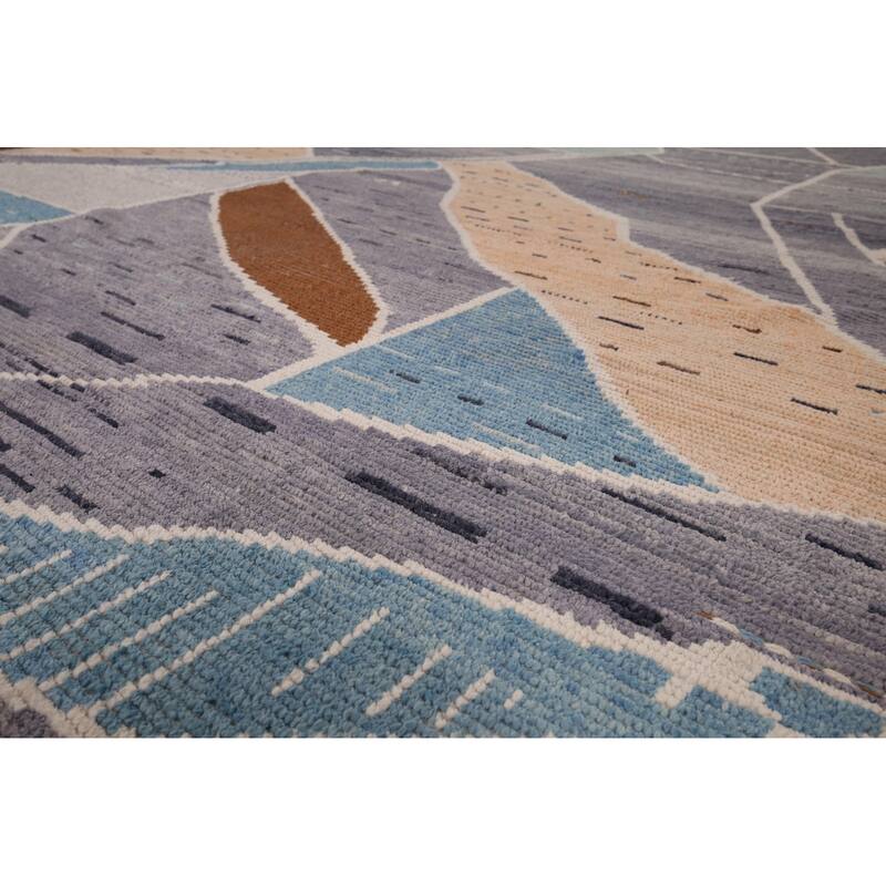 Abstract Moroccan Oriental Large Area Rug Handmade Wool Carpet - 9'10"x 14'7"