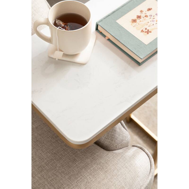 Kate and Laurel Credele Cultured Marble and Metal Accent C-Table