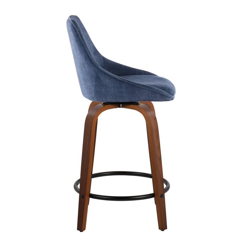 Carson Carrington Alba 24" Fixed-Height Upholstered Counter Stool with Bent Wood Legs & Round Footrest (Set of 2)