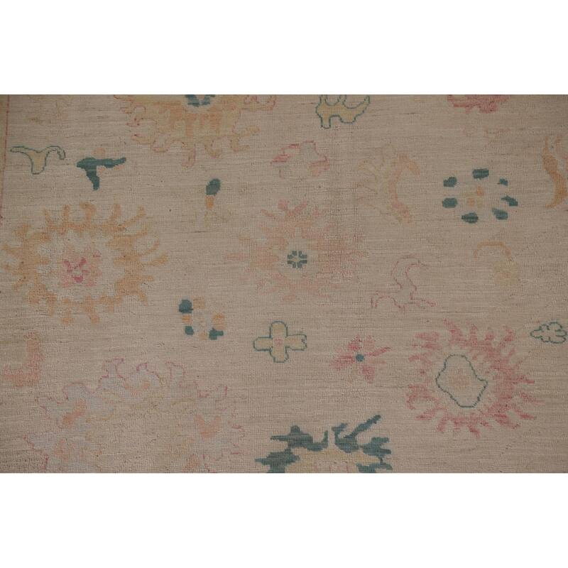 Floral Oushak Turkish Area Rug Handmade Vegetable Dye Wool Carpet - 8'10"x 11'10"