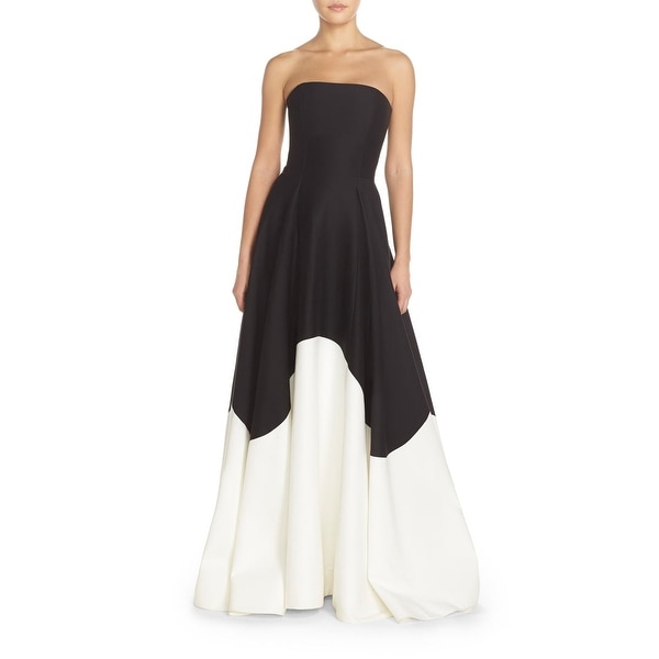 halston heritage black and white gown