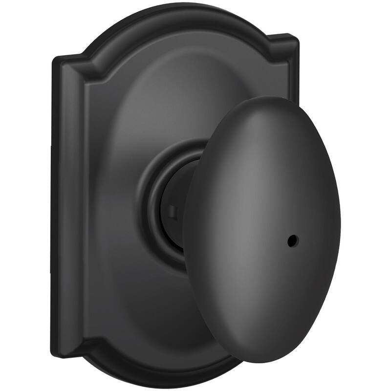 Schlage Siena Privacy Door Knob Set with Decorative Camelot Trim - Matte Black
