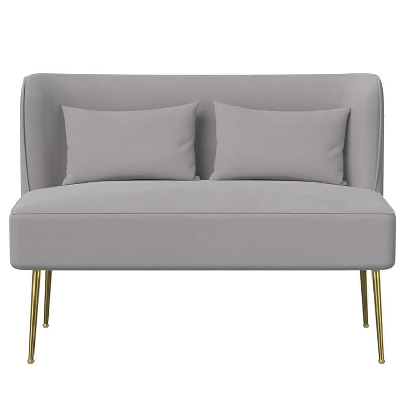 Velvet Upholstered Metal Legs Loveseat