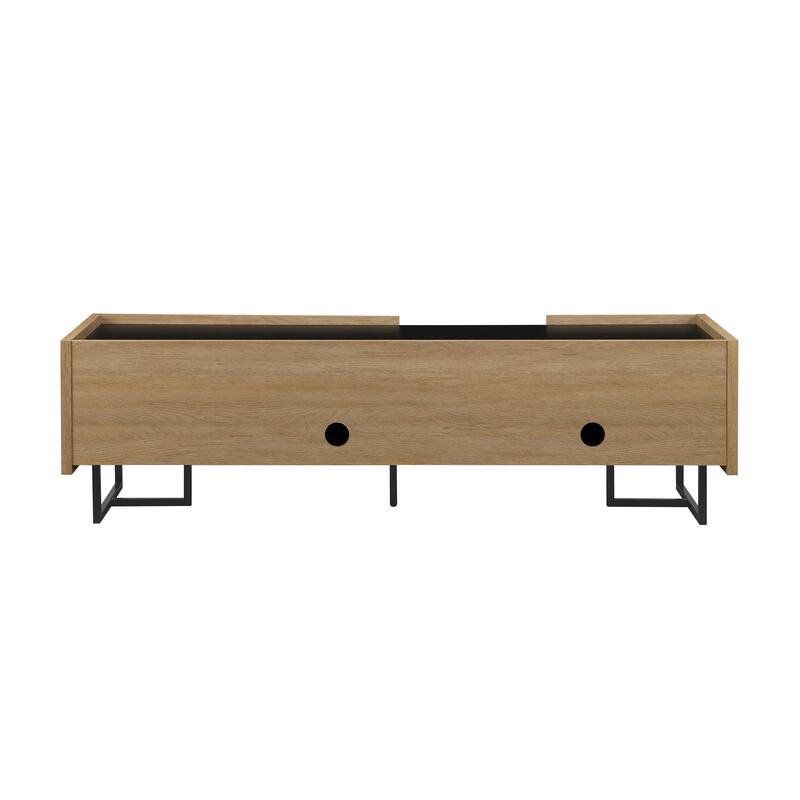 63" Modern TV Stand with Faux Marble Top, Storage Cubbies, & Cord Management for TVs up to 65 Inches