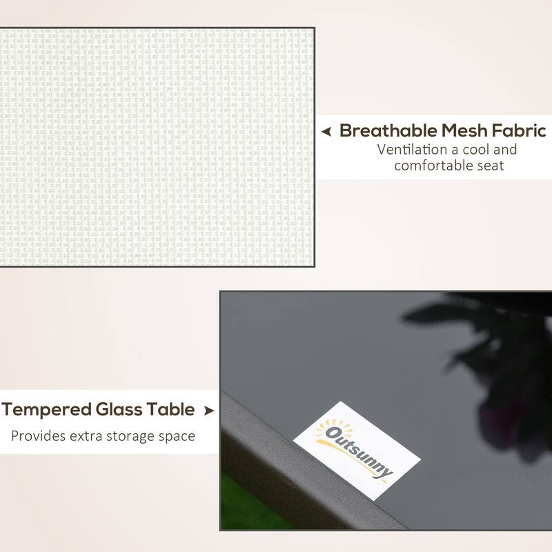 3 Piece Outdoor Gliders Set with Steel Frame, Tempered Glass Table