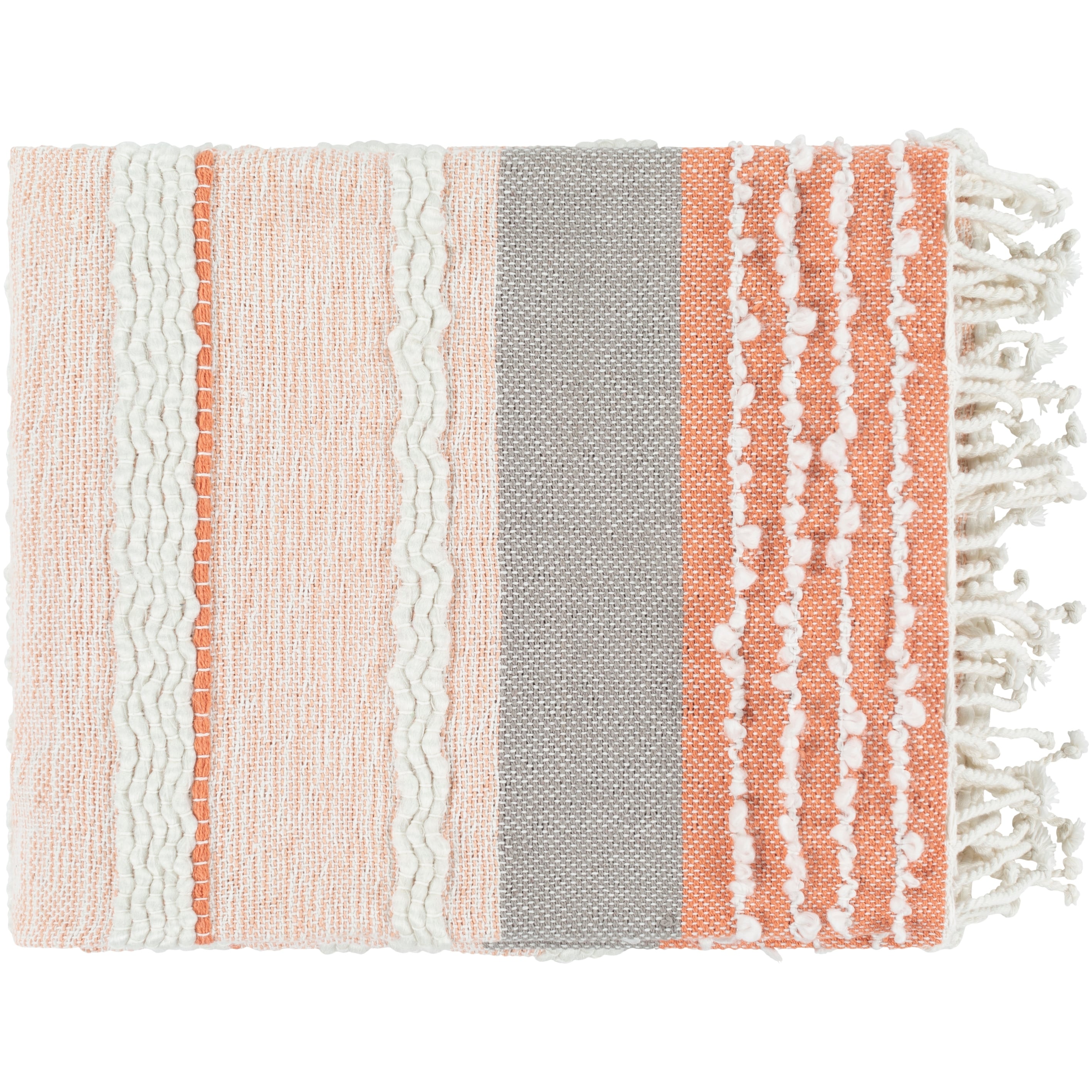 Cotton/Polyester Texture Striped Throw Blanket Rug 130 x 200 cm 