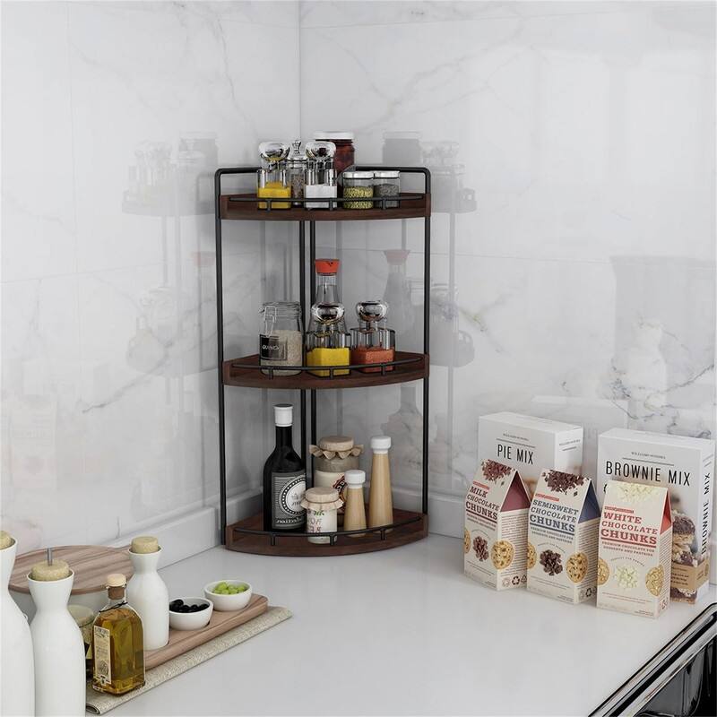 3-Tier Corner Bathroom Organizer Countertop - 7.67"D x 7.67"W x 17.52"H