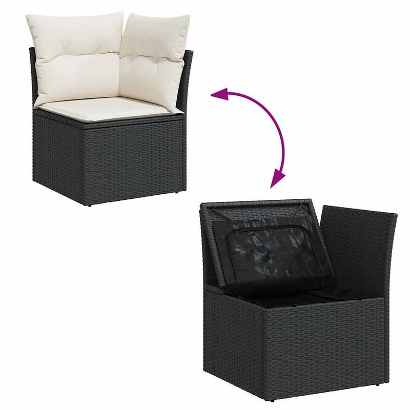 vidaXL Patio Sofa Set with Cushions Modular Sofas and Table 8 Piece Poly Rattan - 21.7 x 39.4 x 28.7