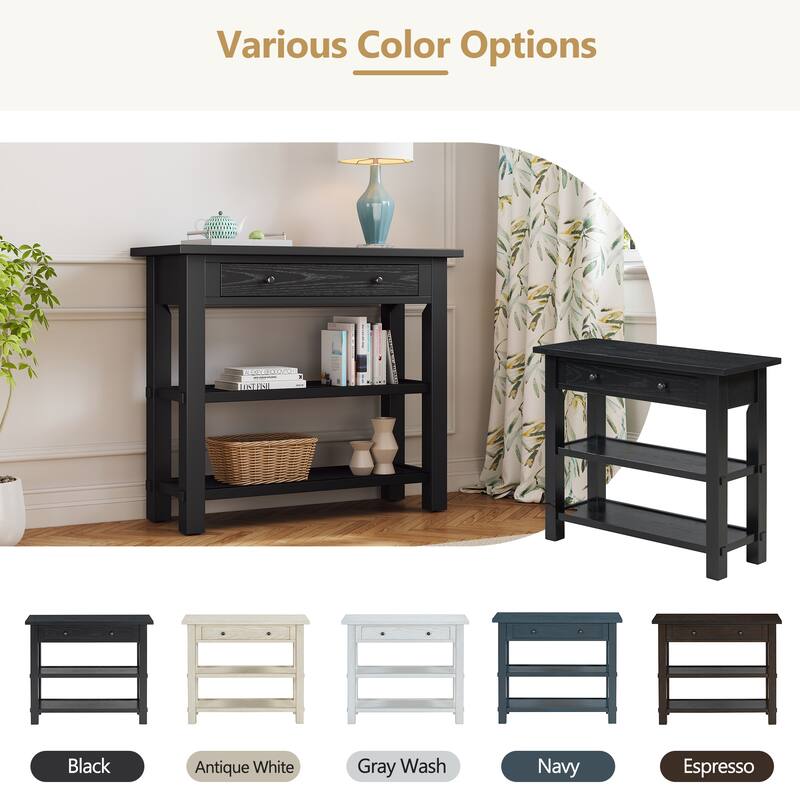 Console Table with Drawer and Two Sturdy Shelves for Entryway, Living Room