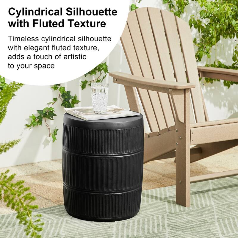 Glitzhome 18"H Modern MGO Faux Drum Garden Stool Accent Table