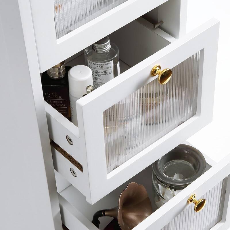 Floor Cabinet, Slim Floor Standing Cabinet with 4 Drawers,Freestanding Compact Cupboard Organiser
