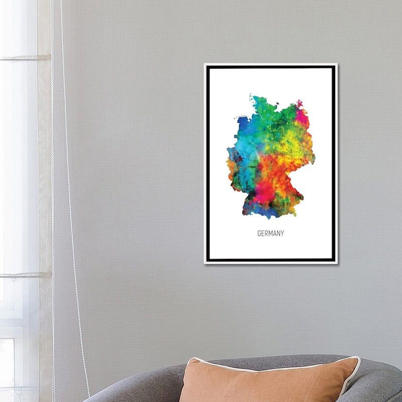 iCanvas "Germany Map" by Michael Tompsett Framed Canvas Print