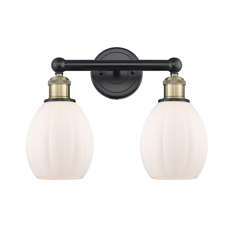 Innovations Lighting 616-2W-13-15 Eaton Vanity Eaton 2 Light 15" Wide - Black Antique Brass / Matte White