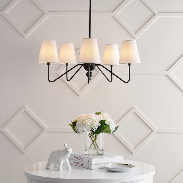 Signe 32 5 Light Classic Minimalist Iron Inverted Gourd LED Chandelier Black by JONATHAN Y On Sale Bed Bath Beyond 39926046