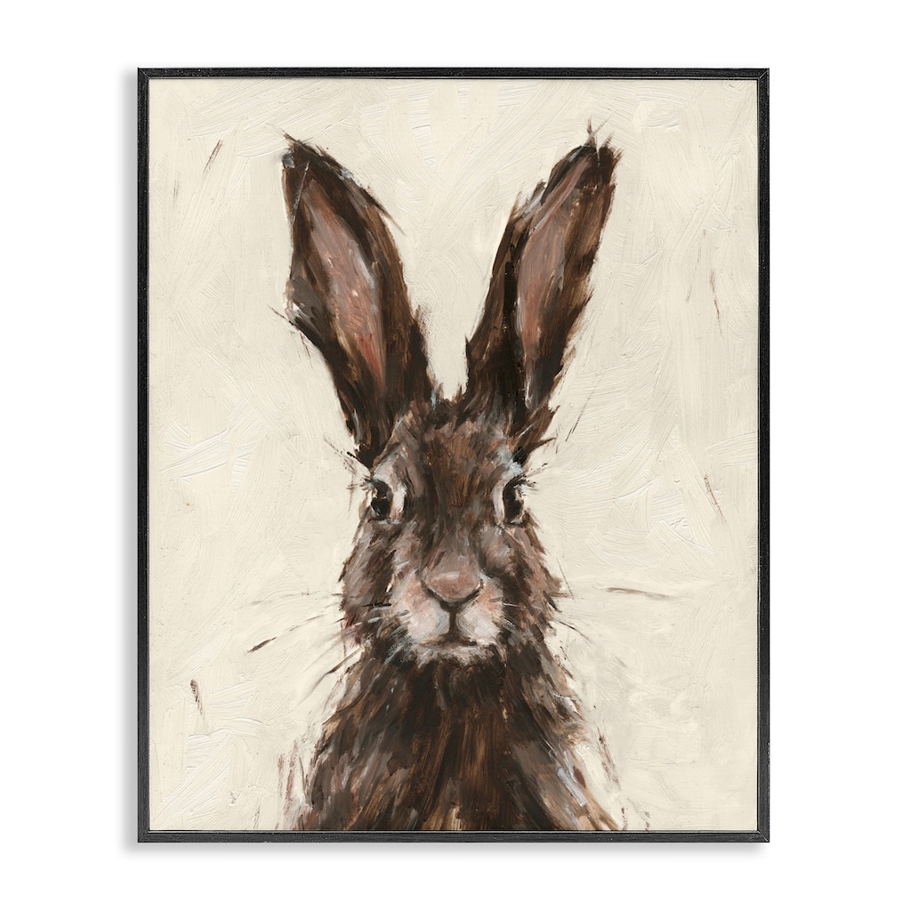Stupell Brown European Rabbit Hare Portrait Painting Framed Giclee Texturized Art by Ethan Harper