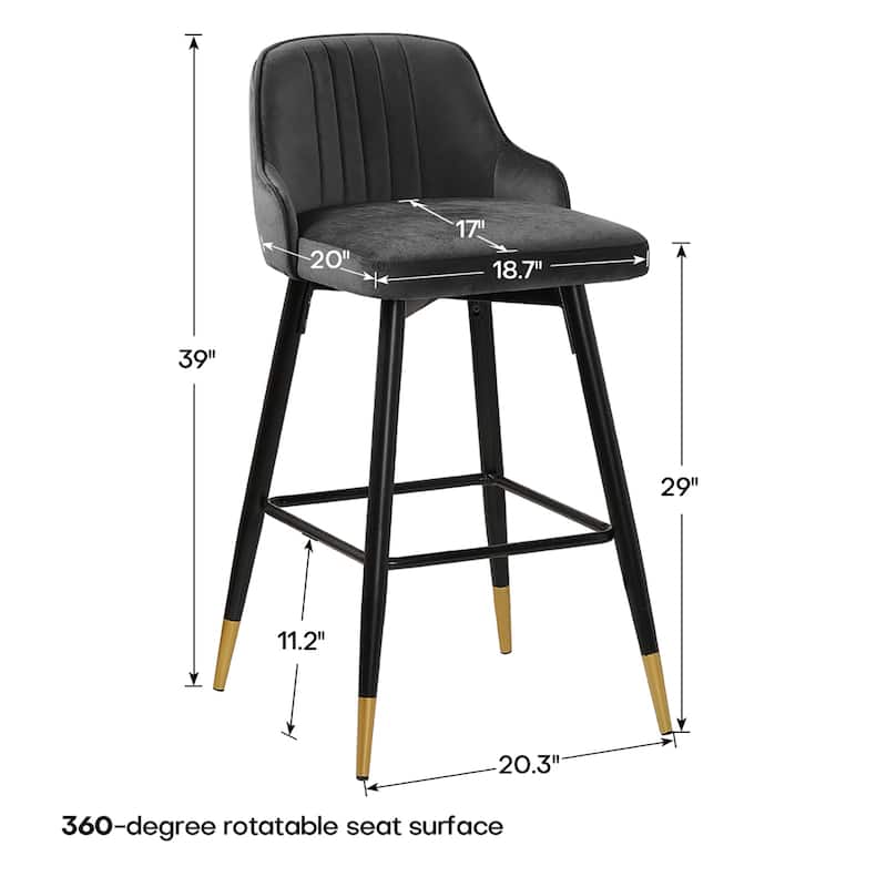 Modern Velvet Upholstered Swivel Counter/ Bar Stools Set of 2/4