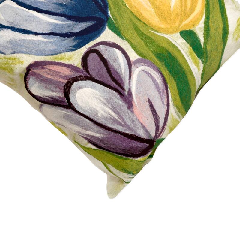 Liora Manne Visions III Tulips Indoor/Outdoor Pillow Cool 12"X20"