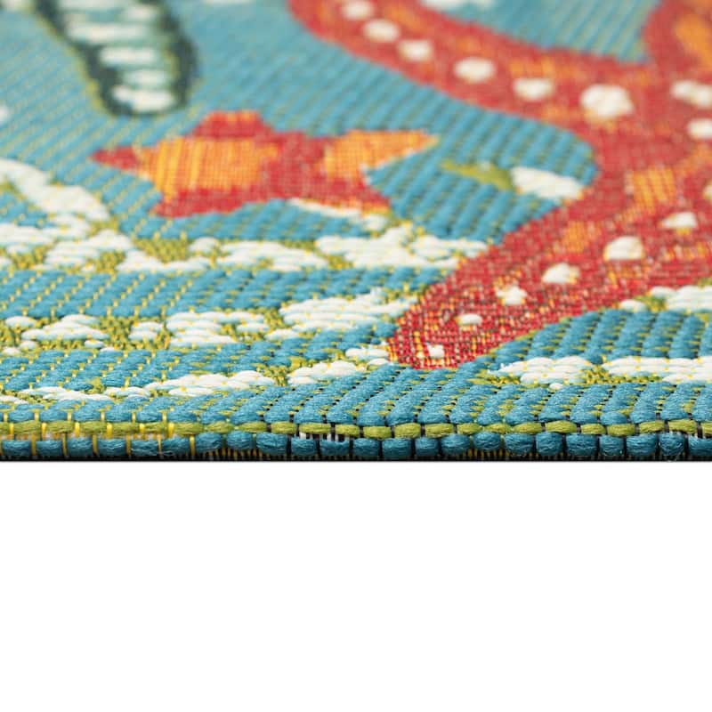 Liora Manne Esencia Starfish Song Indoor/Outdoor Mat Aqua 1'11" x 4'11"