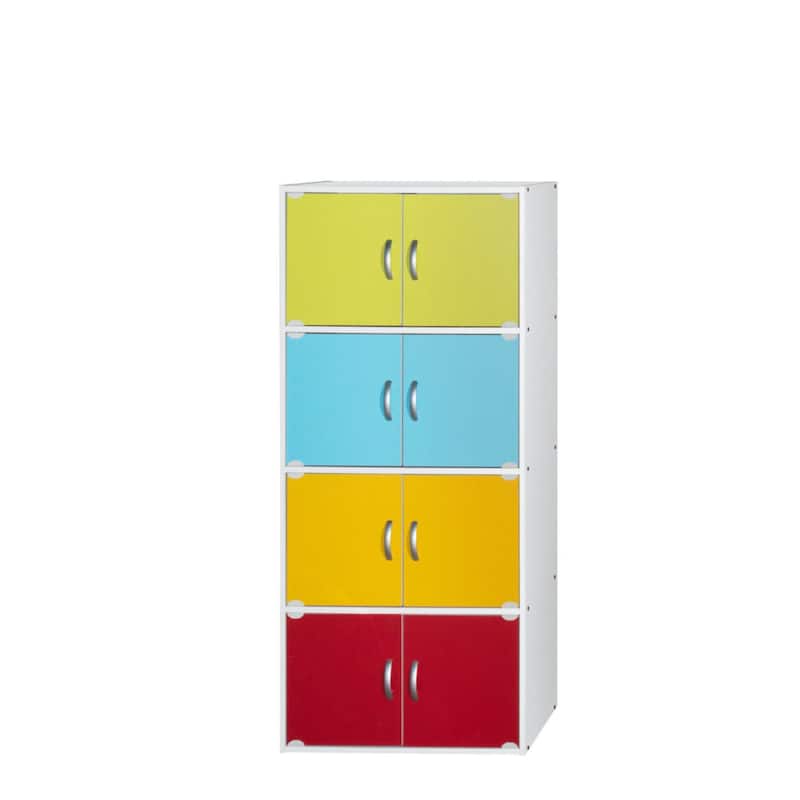 54" Yellow and Green Multi-Purpose Bookcase Cabinet with Shelves