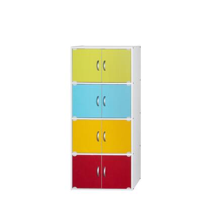 54" Yellow and Green Multi-Purpose Bookcase Cabinet with Shelves