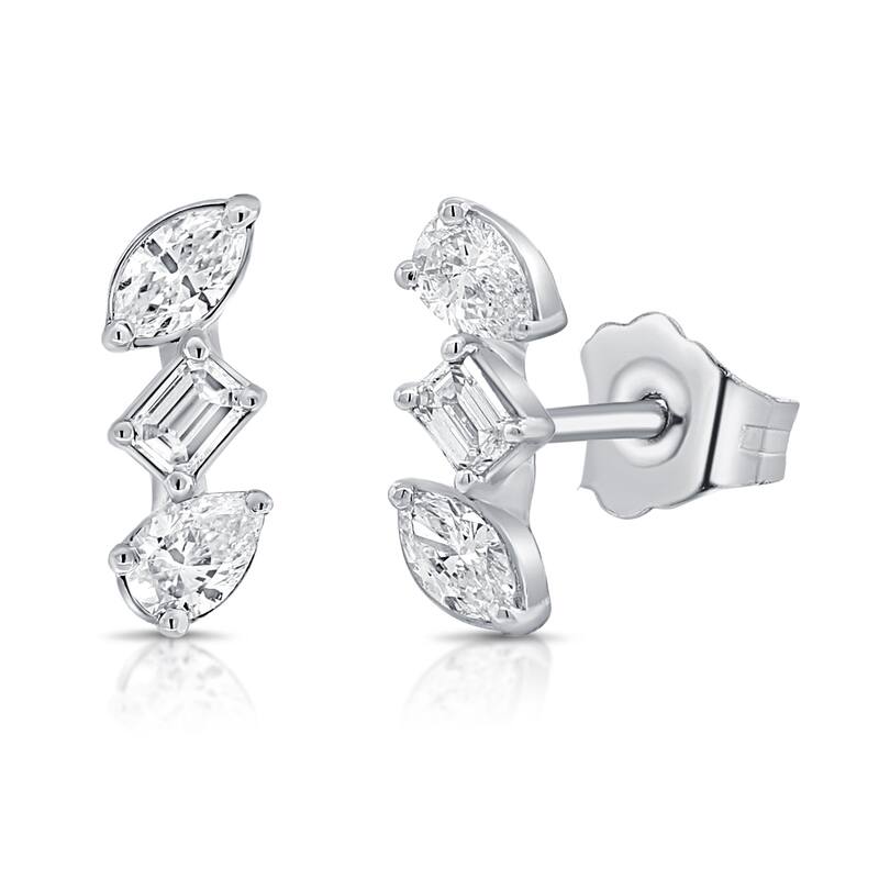 Joelle Collection Diamond Earrings 14K Gold Fancy Shape - White