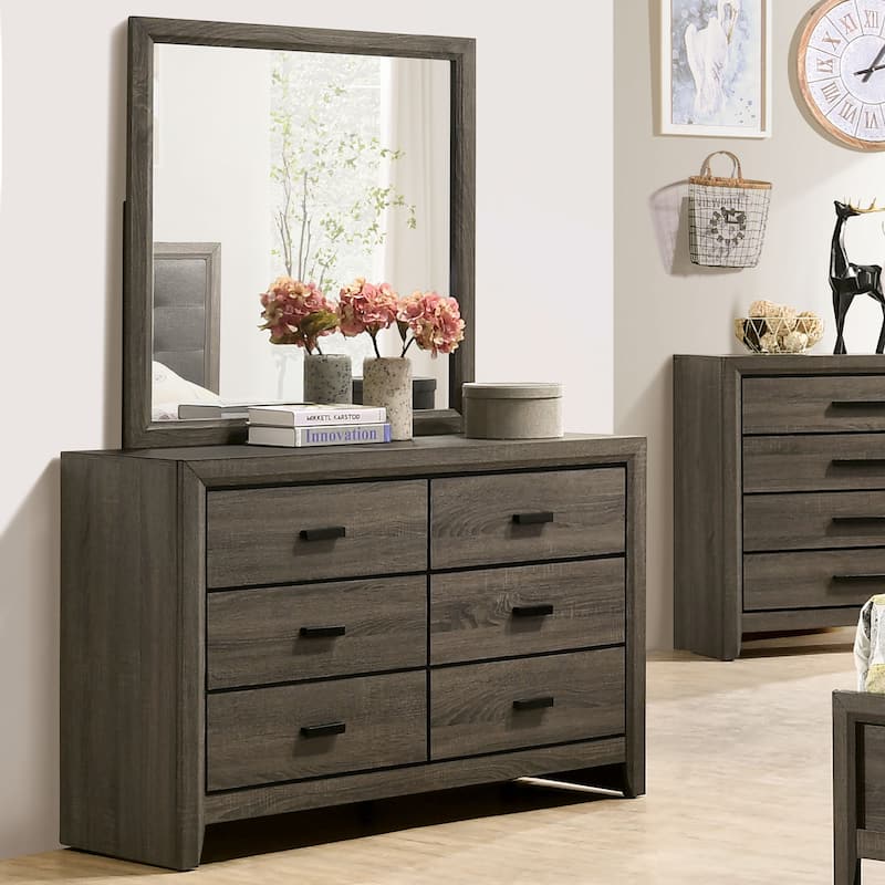 Aury Transitional Grey Wood Tufted 4-Piece Panel Bedroom Set by Furniture of America
