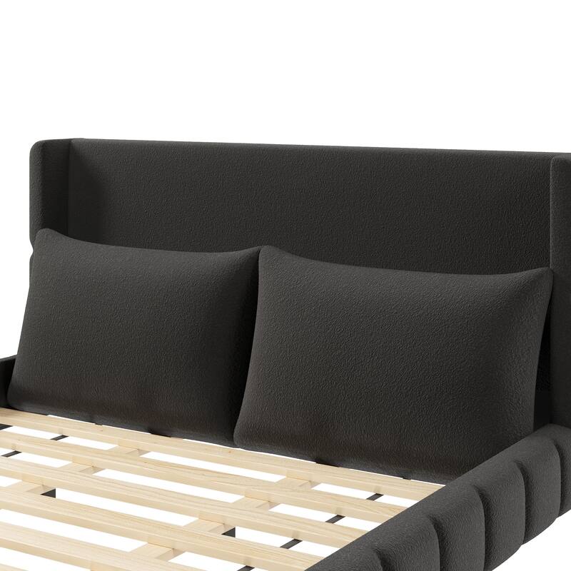 Upholstered Platform Bed with 2 Cushioned Pillows by Harper&Bright Designs