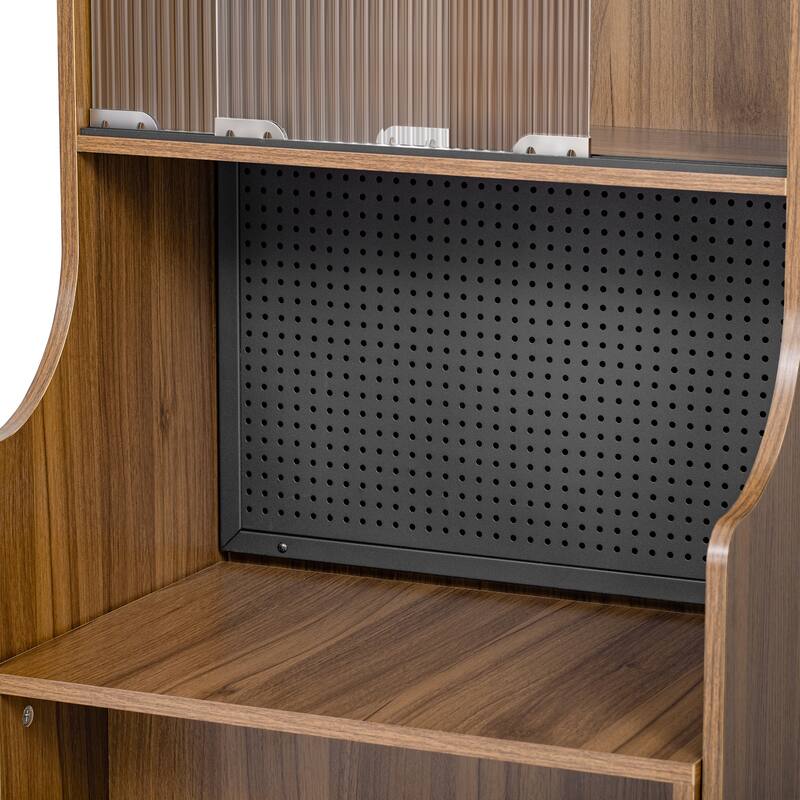 Roskilde Writing Desk with Hutch Wooden Laptop Workstation with 3 Open Pigeonholes, Student Desks Writing Desks Workstation Desk
