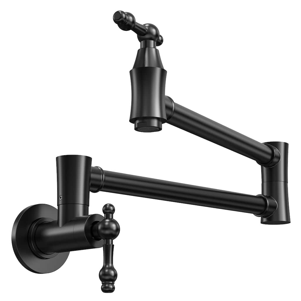 GRANDJOY Wall‑Mount Pot Filler Faucet with Dual Handle Control,High Flow Cold Water Faucet for Stove, Foldable Design