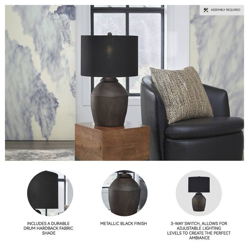 Signature Design by Ashley Naareman Metallic Black Table Lamp - 16" W x 16" D x 24.5" H