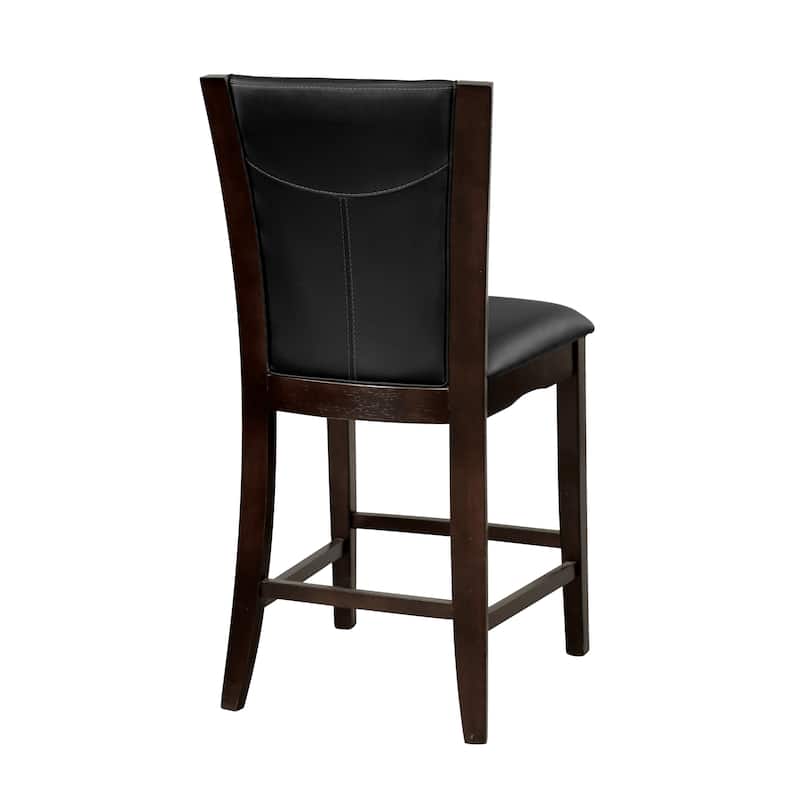 Dark Brown Counter Height Chairs Set Faux Leather Upholstery Wooden Furniture