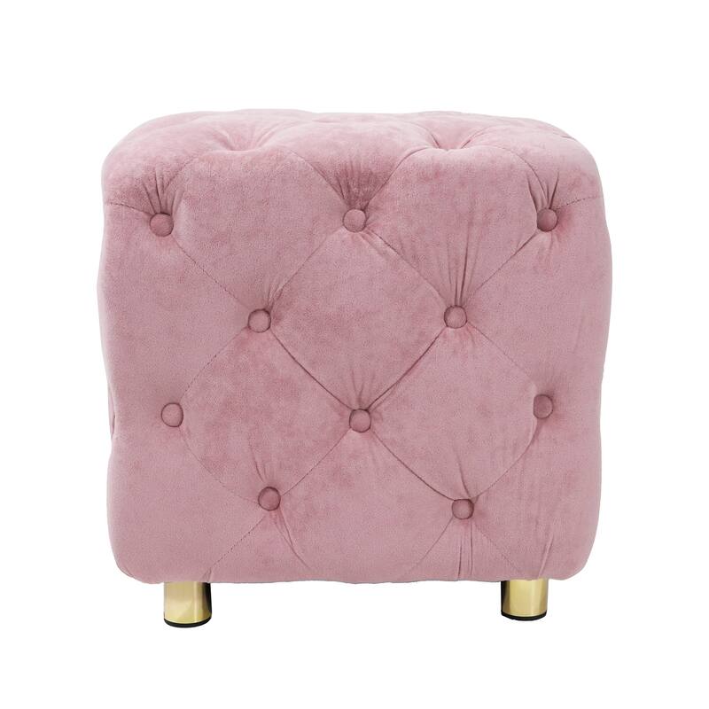 Blue Modern Velvet Upholstered Ottoman