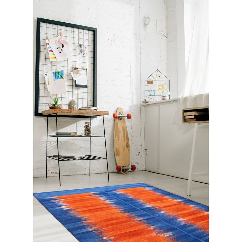 ECARPETGALLERY Flat-Weave Ankara FW Dark Blue Wool Kilim - 5'0 x 8'0