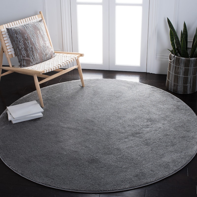 SAFAVIEH, Nonskid Gunde Solid Rug - 6'7" Round - Grey